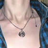 handmade y2k silvery plated snake cord necklace with spiral vortex stainless steel pendant - Image 2