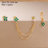 3PCS Gold Plated Zircon Flower Hoop Earrings Set Stainless Steel Double Stud Chain Huggie Piercing Women's Jewelry - Image 8