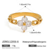 Stainless Steel Openwork Ring with Sculpted Folds in Gold-Tone - Image 17