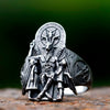 EW Vintage Ring Lucifer Satan Signet Ring for Men with Anubis Stainless Steel Punk Jewelry Gift - Image 1