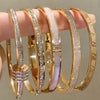 Yupsk Titanium Steel Couple's Bracelet Shiny Zircon Inlaid Stainless Steel Bangles Gold/Silver Color Female Jewelry Gift - Image 1