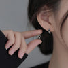 Silver Black Heart hoop Earrings Temperament Simple Inlaid for Women Wedding Jewelry Accessories - Image 1