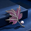 Colored Zircon Maple Leaf Shell Brooches Atmospheric Elegance Freshwater Pearl Leaf Pin Woman's Broche Accessories - Image 10