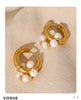 Fans Welfare Style Pearls Stainless Steel Gold Color Huggie Hoop Earrings Jewelry for Women - Image 13