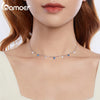 Silver Station Necklace, Simulated Diamond Star Necklace Women CZ Chain Choker Necklace - Image 2