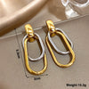Stainless Steel Gold Silver Color Drop Earrings for Women Glossy Doublelayer U Shaped Pendant Earrings Jewelry Gifts - Image 4