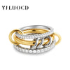 Stainless Steel Cubic Zirconia Stackable Rings for Women GoldPlating Multi-Link Connected Statement Ring Stack Jewelry - Image 8