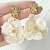 Elegant and Three-Dimensional Acetate Acrylic Double-Layer Flower Splicing Earrings, Fairy-Like Niche Earrings - Image 4