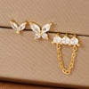Three-Piece Stainless Steel Butterfly Chain Earring Set with Crystal Accents in Gold-Tone or Silver-Tone - Image 7