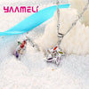Silver Color Pendant Necklace Earrings Romantic Ethnic Style Windmill Shape Colorful/White Crystal Stone For Girl - Image 3