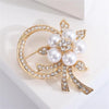 Flower Imitation Pearl Brooches For Women Shiny Rhinestone Double Layer Love Heart Pins Sweater Cardigan Jewelry Gifts - Image 1