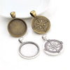 10pcs 20mm Inner Size Antique Silver Plated And Bronze compass Style Cabochon Base Setting Charms Pendant - Image 1
