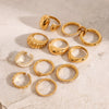 Stainless Steel Zircon Ring Asymmetric Size Double Flap Stackable Ring Women's Jewelry Party Gift - Image 3