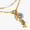 Golden Plated Stainless Steel Paper Clip Chain Fish Charm Necklace Women Men Jewelry - Image 2