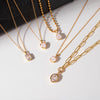 Heart Water Drop and Oval Stone Pendant Necklace in Gold Tone - Image 6