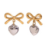 Bow Shaped Heart-shaped Earrings 316L Stainless Steel Jewelry Gold Plated Earrings for Women - Image 8