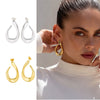 Chamica Stainless Steel Chunky Teardrop Earrings for Women Gold Plated Big Statement Hoops Jewelry - Image 1