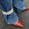 Imitation Pearl Chain Anklet Bracelet for Women Bohemian Rhinestone Cross Pendant Anklets Summer Foot Jewelry - Image 3