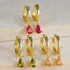 Colorful Zircon Water Drop Hoop Earring for Women Simple Geometry Stainless Steel Huggie Earring Piercing Jewelry - Image 3
