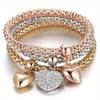 3Pcs Heart Bracelet Set For Women Crystal Owl Lock Key Music Sign Butterfly Elephant Charm Bangle Party Jewelry Gift - Image 1