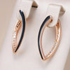 Rose Gold Color Black Enamel Drop Earrings For Women Girl Wedding Party Zircon Eardrop Jewelry - Image 1