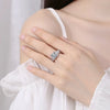 Full Diamond Zircon Sugar Cube Adjustable Silver Ring Light Jewelry - Image 4
