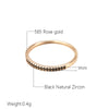 Rose Gold Color Stack-able Finger Ring For Women With Black Zircon Daily Matching Jewelry Gift - Image 2