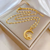 Simple Crescent Star Copper Inlaid Zirconia Pendant Jewelry Ladies Party Decoration Elegant Stainless Steel Chain Gift - Image 3
