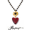 Handmade Jewelry Stainless Steel Glass Beads Chain Resin Heart Pendant Necklace Statement Accessories - Image 1
