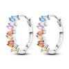 Colorful Cubic Zirconia Huggie Hoop Earrings in Flower Butterfly and Clover Designs - Image 24