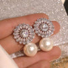 Bohemian White Pearl Drop Earrings for Women Cubic Zircon Leaf Dangle Earring Korea Bridal Wedding Jewelry Gift - Image 3