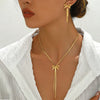 Stainless Steel Necklace French Atmosphere Delicate Bow Tassel Collar Chain For Women Jewelry Daily Match Birthday Gift - Image 1