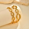 Stainless Steel Oval Chain Bracelet for Women, Gold Plated Chunky Link Bracelet Wristband, Jewelry - Image 1