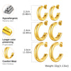 Three Pieces Set High-polished Stainless Steel C-shaped Earrings for Women, Minimalist Gold Plated Hoop Earrings - Image 6