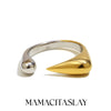 Unique Cool 316L Stainless Steel Two Tone Bird Beak Shaped Asymmetrical Open Ring Jewelry Women's Ring - Image 1
