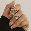 2Pcs/Set Vintage Punk Irregular Hollow Star Metal Open Rings for Women Gothic Adjustable Couple Rings Y2K Wed Jewelry - Image 8