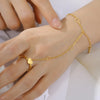 Ring Bracelets for Women Heart Clover Paperclip Chain Hand Chain Finger Bangle Stainless Steel Adjustable Wrist Jewelry - Image 2