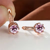 Cute Female Crystal Blue Round Stone Earrings Simple Crown Rose Gold Color Bride Jewelry For Women - Image 6