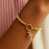 Zircon Cross Charm Bracelet for Women Stackable Birthstone Bracelet Stainless Steel Beaded Stretch Hand Chain Jewelry Girlfriend - Image 1