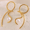 Knot Imitation Pearl Earrings Stainless Steel for Women Elegant Jewelry Gift - Image 2