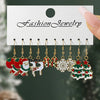 European American Christmas Style Jewelry Classic Holiday Santa Claus Christmas Tree Reindeer Earrings Set - Image 2