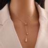 Stainless Steel Pull Adjustable Water Drop Shape Tassel Charm Necklace Personality Jewelry Gifts - Image 1
