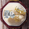 Gold Emerald&Pear Cut Cubic Zirconia Stud Earrings For Women Two Stone Ear Studs Party Wedding Jewelry Gift - Image 11