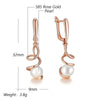 Rose Gold Color Drop Earrings for Women Unique Geometric Hollow Pearl Bridal Earrings Wedding Jewelry - Image 2