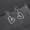 Two Hearts Stainless Steel Hoop Earrings For Women Gold color Sweet Simple Heart Dangle Stud Earring Jewelry Gift - Image 4