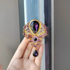Retro Blue Crystal Big Waterdrop Pendant Brooch for Women Full of Rhinestone Brooch Pin Clothing Accessories Vintage Jewelry - Image 4