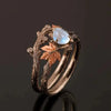 Vintage Boho Hollow Leaf Moonstone Ring for Women Niche Design Ethnic Rings Vocation Jewelry Gifts - Image 1