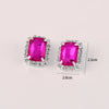 Hot Pink Crystal Clip Earrings For Women Jewelry Charm Geometric Shape Bridal Earrings Wedding Prom Jewelry Gifts - Image 5