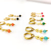 Earrings Boucles D'oreilles Woman Stainless Steel Leaf Charm Small Hoop Earrings With Stone - Image 3