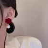 Simulation Pearl Red Flower Earrings For Women Wedding Stud Earrings Korean Jewelry Gifts - Image 6